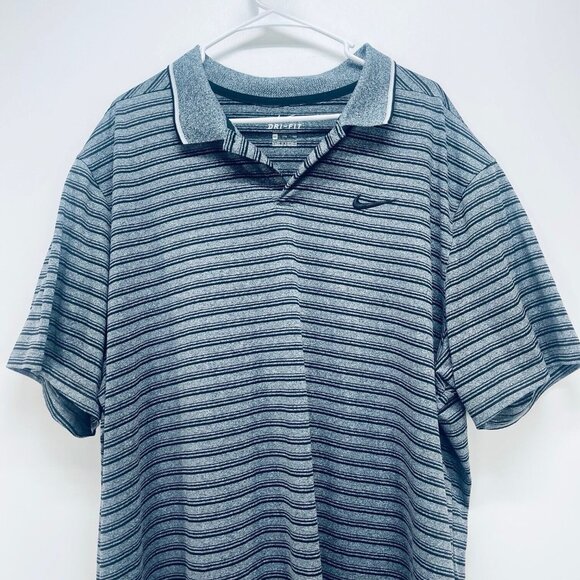 Nike Golf Dri Fit Polo Shirt Size 2XL Men’s Striped Gray Logo Short Sleeve New - Picture 2 of 9